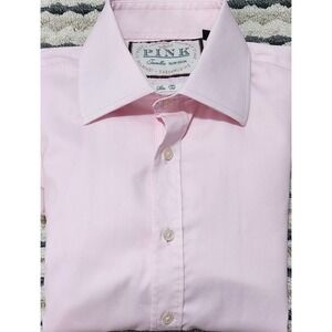 Thomas Pink Men's Pink Traveller Slim Fit Non-Iron Dress Shirt Size 14.5